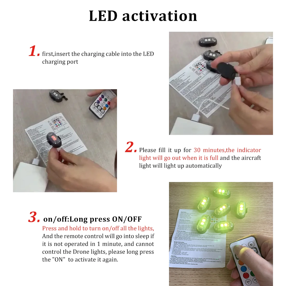 2/4/8Pcs Wireless Remote Contr - Drone Led Light incelemesi ve fiyatı