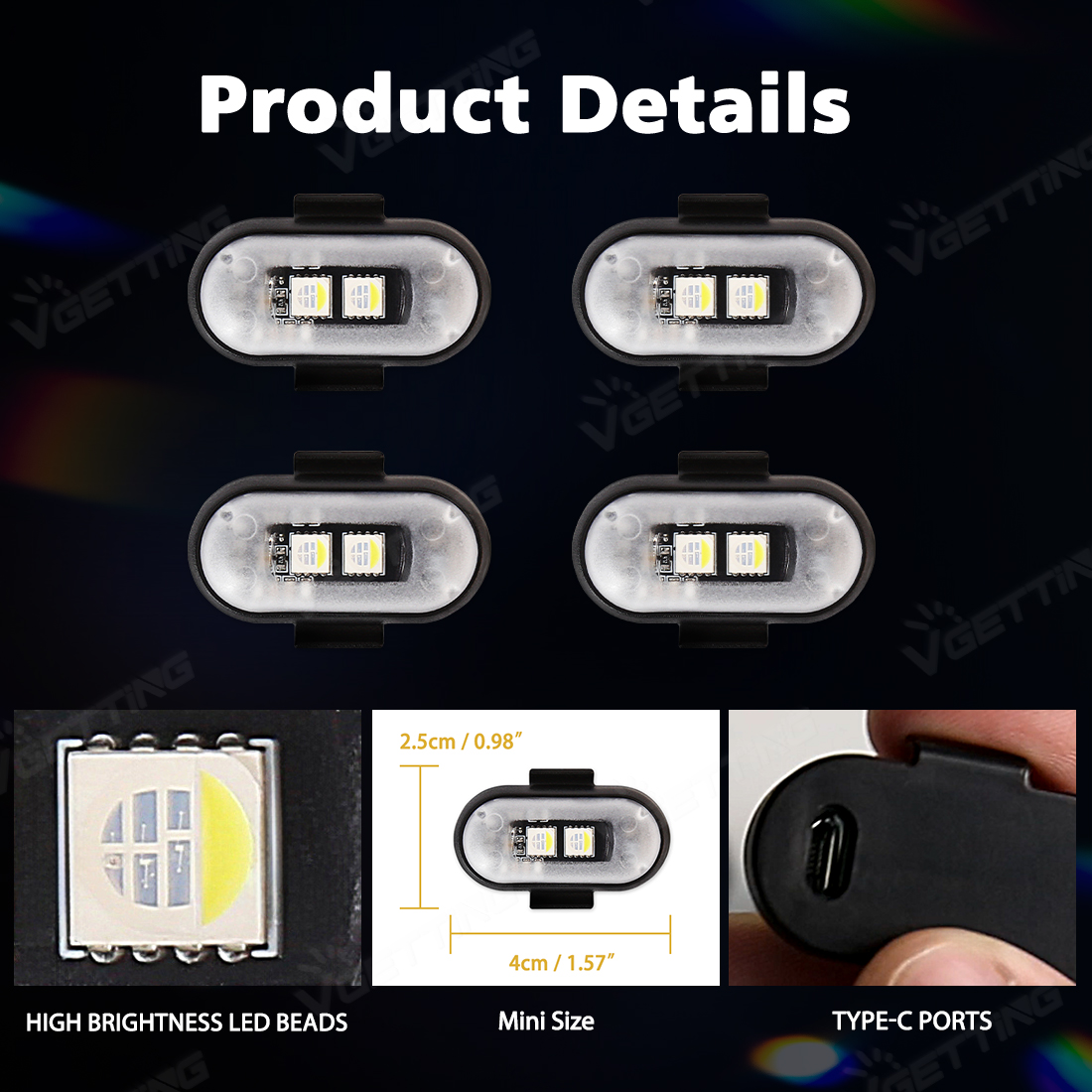 4Pcs Mini Drone Strobe Light 8 - Drone Led Light incelemesi ve fiyatı