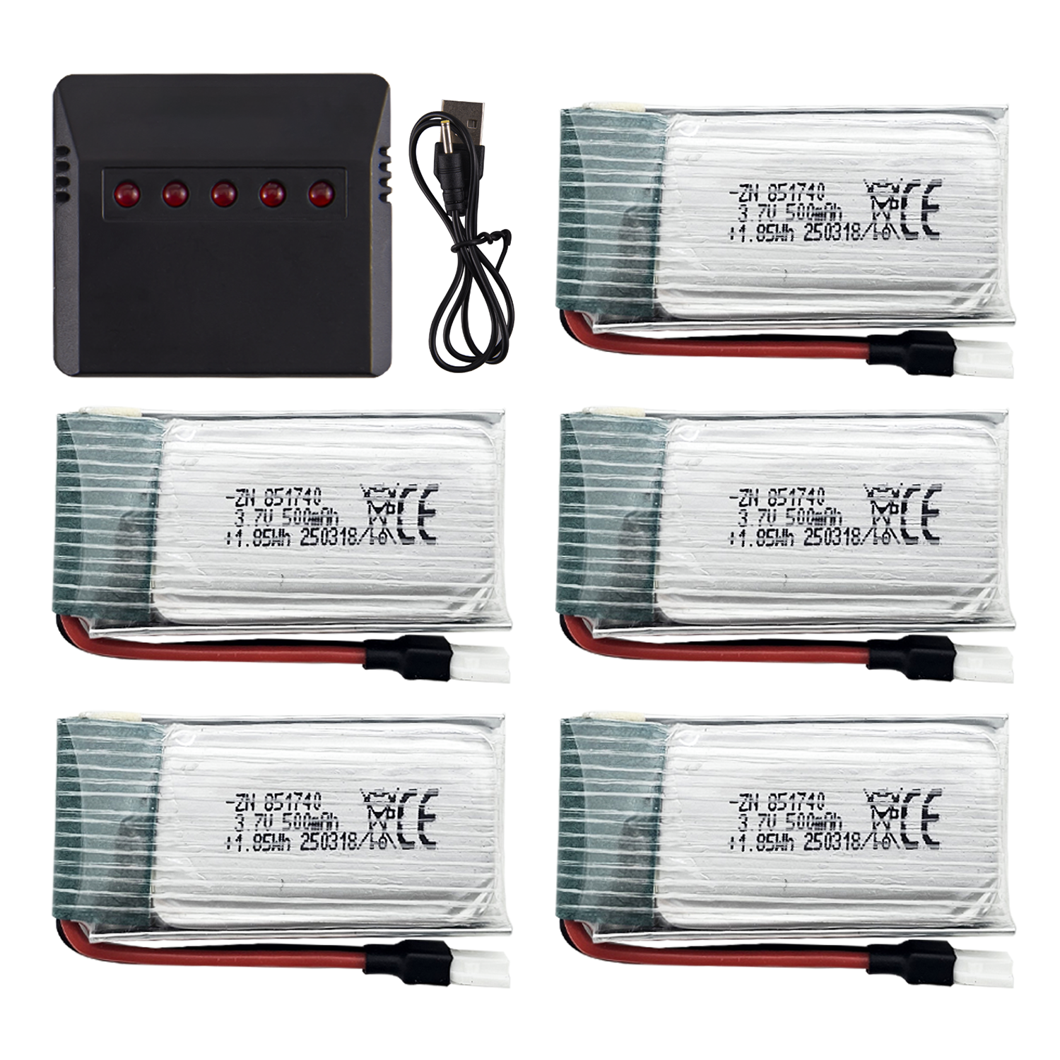 5Pcs 3.7V 500mAh LiPo Batterie - Drone Charger incelemesi ve fiyatı