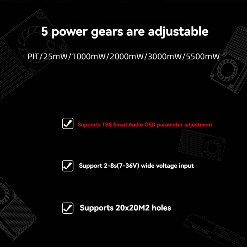 5.8G 5.5W VTX 64CH High Power  - Drone Transmitter incelemesi ve fiyatı
